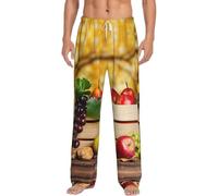 Alliya Fall Red Leaves And Fruits Men'S Pajama Pants Loungewear Nighttime Sleep Relax Lazy Weekend Lie In Bed Sofa
