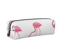 ALLiYa Flamingos On White Leather Pencil Case Art Utensils Storage Bag Makeup Pouch
