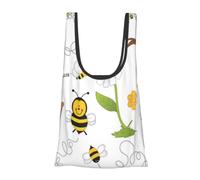 ALLiYa Flying Bees Daisy Honey Foldable Shopping Bag In Pouch Reusable Shopping Bags