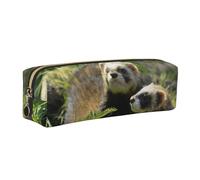 ALLiYa Foraging Ferret Leather Pencil Case Art Utensils Storage Bag Makeup Pouch