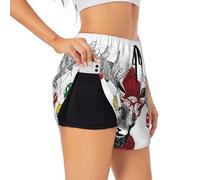 ALLiYa Funny Christmas Deer Women's Athletic Shorts Summer Daily Leisure Jogging Cycling Outdoor Exercise Black