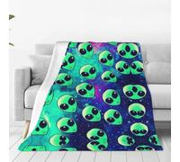 Alliya Green Aliens Multi Size Ultra Soft Flannel Blanket (Vertical Style) Home Rest Office Nap