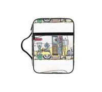 ALLiYa Happy Campers Bible Storage Bag Bible Carrying Case with Handle and Zippered Pocket