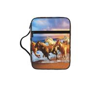 Alliya Horses On The Beach Bible Storage Bag Bible Carrying Case with Handle and Zippered Pocket