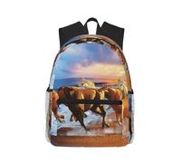ALLiYa Horses On The Beach Casual Backpack Classic Style Backpack With Large Capacity