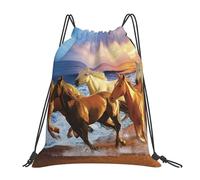 Alliya Horses On The Beach Outdoor Portable Backpack Cute Casual Daily Backpack Travel And Play Big Pocket Bag