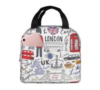 ALLiYa I Love London Lunch Bag Multifunctional Bento Bag Reusable Picnic Bag Baghand-Held Fresh-Keeping Bag