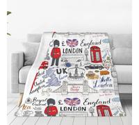 Alliya I Love London Multi Size Ultra Soft Flannel Blanket (Vertical Style) Home Rest Office Nap
