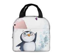ALLiYa I Love Penguins Lunch Bag Multifunctional Bento Bag Reusable Picnic Bag Baghand-Held Fresh-Keeping Bag