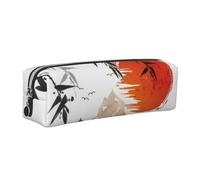 Alliya Japanese Bamboo Sun Leather Pencil Case Art Utensils Storage Bag Makeup Pouch