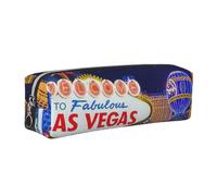 ALLiYa Las Vegas Night City Leather Pencil Case Art Utensils Storage Bag Makeup Pouch