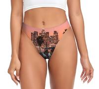 ALLiYa Los Angeles Palm Trees Women'S G-String Sexy G Strings Seamless Invisible Soft Pants Classic Everyday Thongs Black