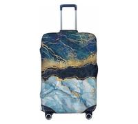 Alliya Marble Navy Blue Mixed Elastic Travel Luggage Cover Suitcase Protector Fits 18-32 Inch Luggage