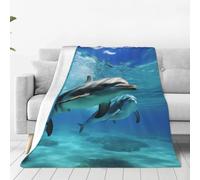Alliya Marine Dolphin Multi Size Ultra Soft Flannel Blanket (Vertical Style) Home Rest Office Nap
