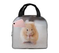 ALLiYa Maroon Hamster Lunch Bag Multifunctional Bento Bag Reusable Picnic Bag Baghand-Held Fresh-Keeping Bag