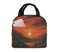 ALLiYa Morning Red Sky Lunch Bag Multifunctional Bento Bag Reusable Picnic Bag Baghand-Held Fresh-Keeping Bag