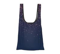 Alliya Navy Blue Sky And Stars Foldable Shopping Bag In Pouch Reusable Shopping Bags