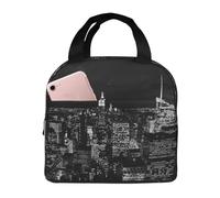 ALLiYa New York Night Sky Lunch Bag Hand-Held Fresh-Keeping Bag Storage Cool Or Warm Picnic Bag Work Bag