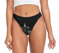 ALLiYa New York Night Sky Women'S G-String Sexy G Strings Seamless Invisible Soft Pants Classic Everyday Thongs Black