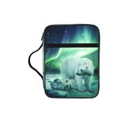 ALLiYa Northern Lights Bear Bible Storage Bag Bible Carrying Case with Handle and Zippered Pocket