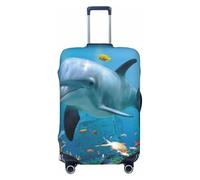 Alliya Ocean Dolphin Looking at You Elastic Travel Luggage Cover Suitcase Protector Fits 18-32 Inch Luggage