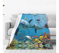 Alliya Ocean Dolphin Looking At You Multi Size Ultra Soft Flannel Blanket (Vertical Style) Home Rest Office Nap