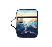 ALLiYa Ocean Waves Sailboat with Birds Maritime Bible Storage Bag Bible Carrying Case with Handle and Zippered Pocket