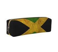 ALLiYa Old Jamaican Flag Leather Pencil Case Art Utensils Storage Bag Makeup Pouch