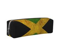 ALLiYa Old Jamaican Flag Leather Pencil Case Art Utensils Storage Bag Makeup Pouch