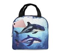 ALLiYa Orca Killer Whale Lunch Bag Hand-Held Fresh-Keeping Bag Storage Cool Or Warm Picnic Bag Work Bag