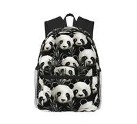 ALLiYa Panda Graphic Black And White Casual Backpack Classic Style Backpack With Large Capacity