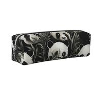 ALLiYa Panda Graphic Black and White Leather Pencil Case Art Utensils Storage Bag Makeup Pouch