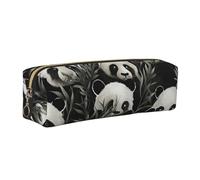 ALLiYa Panda Graphic Black and White Leather Pencil Case Art Utensils Storage Bag Makeup Pouch