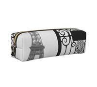 ALLiYa Paris Eiffel Tower Leather Pencil Case Art Utensils Storage Bag Makeup Pouch