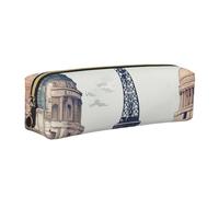 ALLiYa Paris Landmarks Pattern Leather Pencil Case Art Utensils Storage Bag Makeup Pouch