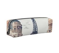 ALLiYa Paris Landmarks Pattern Leather Pencil Case Art Utensils Storage Bag Makeup Pouch