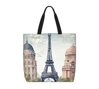 ALLiYa Paris Landmarks Pattern Tote Bags Cloth Bags Women Large Shoulder Bag Reusable Grocery Bags