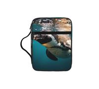 Alliya Penguin Swimming in The Ocean Bible Storage Bag Bible Carrying Case with Handle and Zippered Pocket