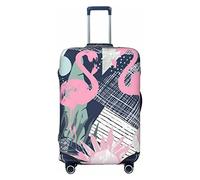 Alliya Pink Flamingo and Leaves Elastic Travel Luggage Cover Suitcase Protector Fits 18-32 Inch Luggage