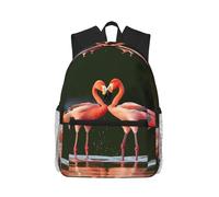 ALLiYa Pink Flamingos Kiss In The Lake Casual Backpack Classic Style Backpack With Large Capacity