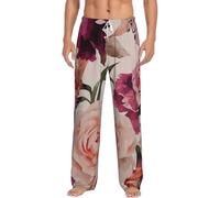 Alliya Pink Flowerand Rose Men'S Pajama Pants Loungewear Nighttime Sleep Relax Lazy Weekend Lie In Bed Sofa