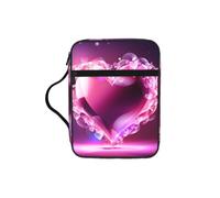 ALLiYa Pink Heart Bible Storage Bag Bible Carrying Case with Handle and Zippered Pocket