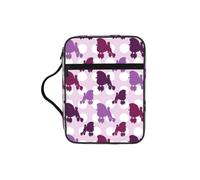 Alliya Purple Poodle Polka Dot Bible Storage Bag Bible Carrying Case with Handle and Zippered Pocket