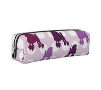 ALLiYa Purple Poodle Polka Dot Leather Pencil Case Art Utensils Storage Bag Makeup Pouch