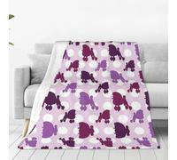 Alliya Purple Poodle Polka Dot Multi Size Ultra Soft Flannel Blanket (Vertical Style) Home Rest Office Nap