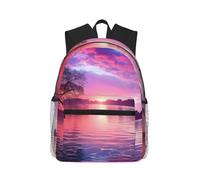 ALLiYa Purple Sunset On Water Casual Backpack Classic Style Backpack With Large Capacity