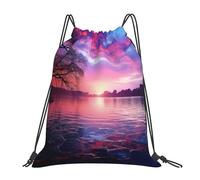 Alliya Purple Sunset On Water Outdoor Portable Backpack Cute Casual Daily Backpack Travel And Play Big Pocket Bag