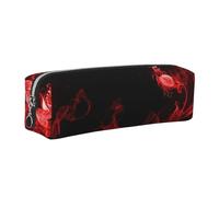 ALLiYa Red Black White Abstract Leather Pencil Case Art Utensils Storage Bag Makeup Pouch