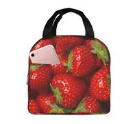 ALLiYa Red Strawberry Fruit Lunch Bag Multifunctional Bento Bag Reusable Picnic Bag Baghand-Held Fresh-Keeping Bag