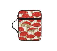 ALLiYa Red White Mushroom Bible Storage Bag Bible Carrying Case with Handle and Zippered Pocket